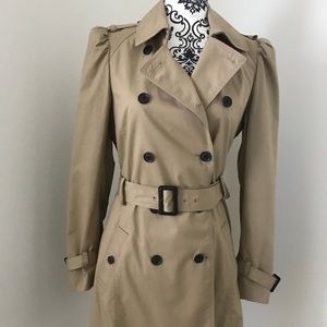 Mango Medium Brown Puffed-shoulder trench